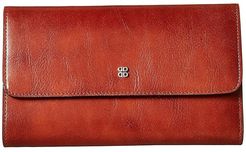 Old Leather Checkbook Clutch (Amber) Clutch Handbags