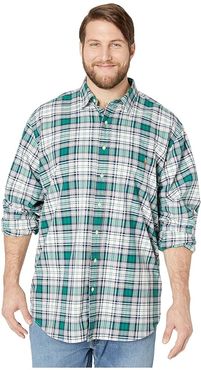 Big Tall Long Sleeve Classic Fit Oxford Shirt (Grey/Green Multi) Men's Clothing