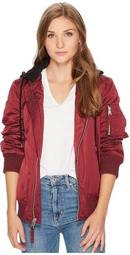 Flight Bomber with Welt Pockets (Wine) Women's Coat