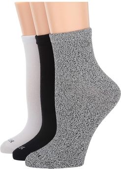 Super Soft Cropped Socks 3-Pair Pack (Black/White) Women's No Show Socks Shoes