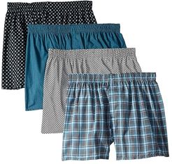 4-Pack Core Cotton Plaid Boxers (Assorted 1) Men's Underwear