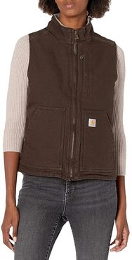 OV277 Sherpa Lined Mock Neck Vest (Dark Brown) Women's Clothing