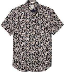 Slim Short Sleeve Stretch Secret Wash in Bouquet Floral (Bouquet Floral Navy/Red) Men's Clothing