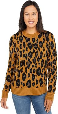 Leopard Intarsia Pullover (Camel Heather) Women's Clothing