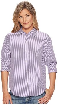 Cotton Button Down Shirt (Lavendar/White) Women's T Shirt