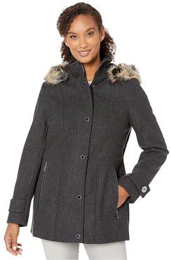 Layla Wool Blend Parka with Removable Hood (Charcoal) Women's Coat
