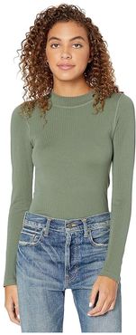 Lindsey Mock Neck Top (Moss) Women's Clothing