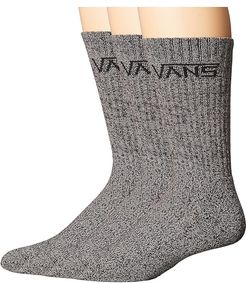 Classic Crew 3-Pair Pack (Black Heather) Men's Crew Cut Socks Shoes