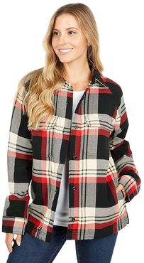 Vintage Flannel Jac-Shirt (Black/Red/Cream Plaid) Women's Clothing