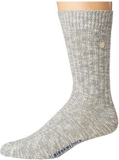 Cotton Slub Socks (Gray/White) Men's Crew Cut Socks Shoes