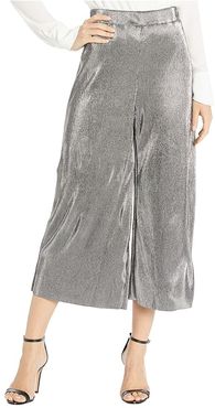 Pleated Metallic Pants (Silver) Women's Casual Pants