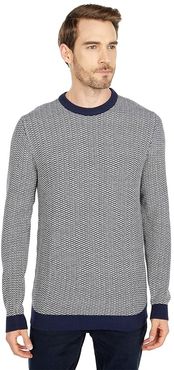 Aiden Crew Neck Sweater (Bone White Maritime Blue) Men's Clothing