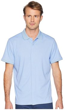 Classic Fit Ribbed Collar Knit Polo (Light Blue) Men's Clothing