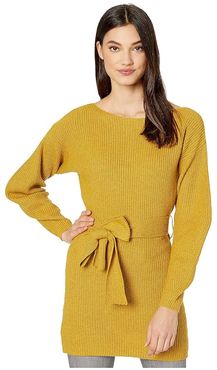 Boatneck Long Sleeve Pullover Sweater (Golden Olive) Women's Clothing