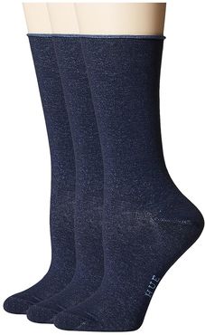 Jean Socks 3-Pack (Navy) Women's Crew Cut Socks Shoes