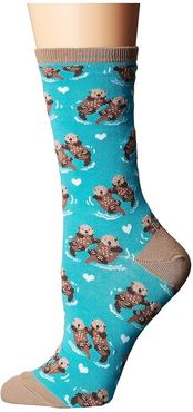 Significant Otter (Bright Blue) Women's Crew Cut Socks Shoes