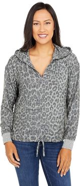 Cloud Jersey Leopard Hoodie (Grey Multi) Women's Clothing