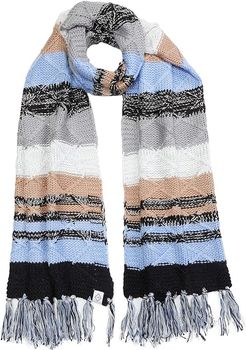 Cozy Striped Knit Scarf (Cozy Plaid Neutral) Scarves