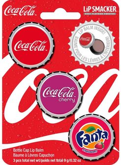 Trio di balsami labbra a forma di bottiglia di Coca-Cola (gusto classico, Cherry e Fanta fragola)