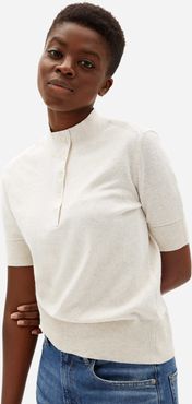 Organic Cotton Button Mockneck Sweater by Everlane in Marble, Size XL