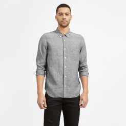 Linen Standard Fit Shirt by Everlane in Black / White Pinstripe, Size XS