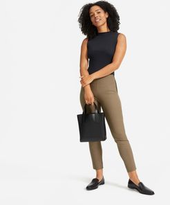 Side-Zip Stretch Cotton Pant by Everlane in Cocoa Brown Houndstooth, Size 12
