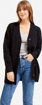 Oversized Alpaca Cardigan by Everlane in Heathered Black, Size XL