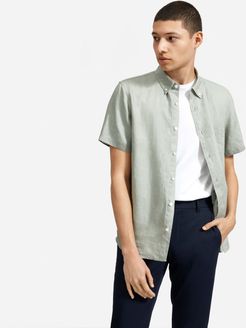 Linen Short-Sleeve Standard Fit Shirt by Everlane in Light Sage, Size XXL