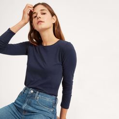 Pima Stretch Long-Sleeve T-Shirt by Everlane in Navy, Size XS