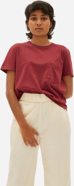 Organic Cotton Box-Cut Pocket T-Shirt by Everlane in Carmine, Size XL