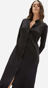 Luxe Cotton Shirtdress by Everlane in Black, Size XL