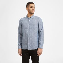 Linen Standard Fit Shirt by Everlane in Blue / White Pinstripe, Size XXL