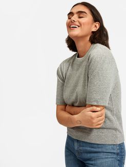 Lightweight French Terry Puff-Sleeve T-Shirt by Everlane in Heather Charcoal, Size XS