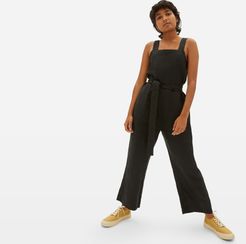 Linen Square-Neck Jumpsuit by Everlane in Washed Black, Size 16