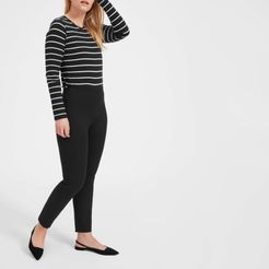 Slim Cotton Long-Sleeve Crew Sweater by Everlane in Washed Black / White, Size XXS