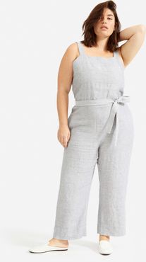 Linen Square-Neck Jumpsuit by Everlane in Grey / White, Size 0