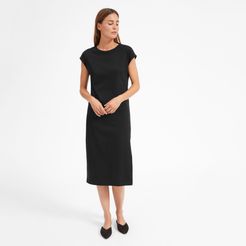 Luxe Cotton Side-Slit Tee Dress by Everlane in Black, Size XL