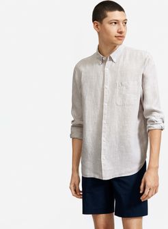 Linen Standard Fit Shirt by Everlane in Stone / White Stripe, Size XXL