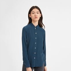 Clean Silk Relaxed Shirt by Everlane in Midnight, Size 14