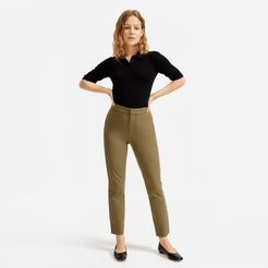 Fixed-Waist Stretch Cotton Pant by Everlane in Military Olive, Size 16