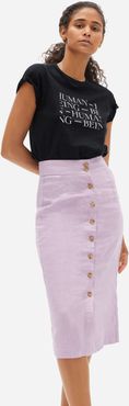 Linen Button-Front Skirt by Everlane in Lilac, Size 2