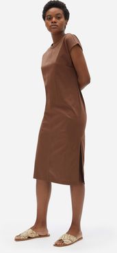 Luxe Cotton Side-Slit Tee Dress by Everlane in Chocolate, Size L