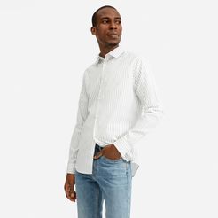 Slim Fit Performance Shirt by Everlane in Blue-Grey Double Stripe, Size XXL