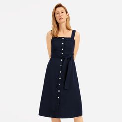Cotton Weave Picnic Dress by Everlane in Dark Navy, Size 16
