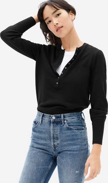 Cashmere Henley Sweater by Everlane in Black, Size L