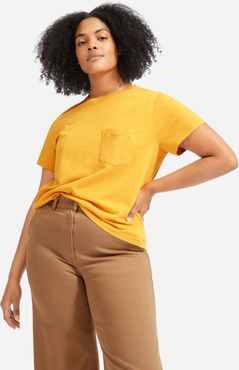 Organic Cotton Box-Cut Pocket T-Shirt by Everlane in Marigold, Size XL