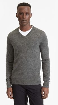 Cashmere V-Neck Sweater by Everlane in Mid Grey Donegal, Size XS