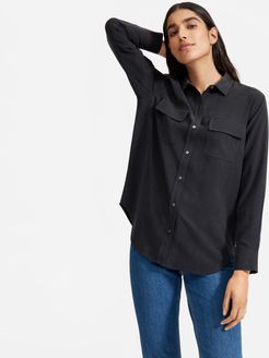 Washable Silk Relaxed Shirt by Everlane in Black, Size 14