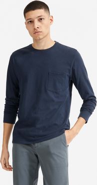 Cotton Long-Sleeve Pocket Shirt by Everlane in Navy, Size M