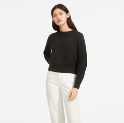 Cotton-Linen Crew Sweater by Everlane in Washed Black, Size XL